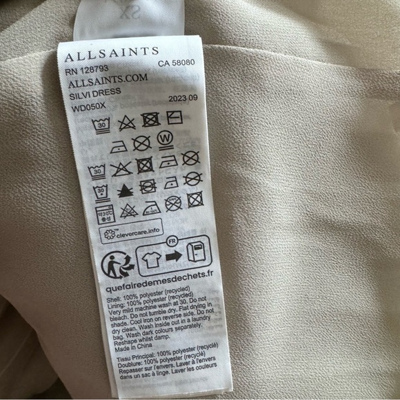 NWOT Allsaints Silvi Metalic Cream Champagne Plated Dress Size XS - Picture 11 of 17
